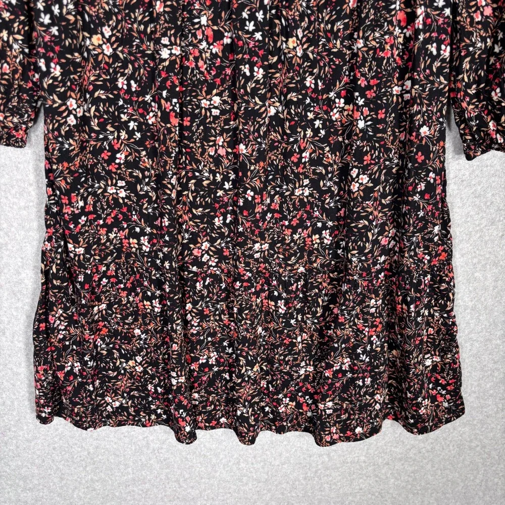 Old Navy Girls Babydoll‎ Peasant Dress XL Black Floral Tiered Cottage Western